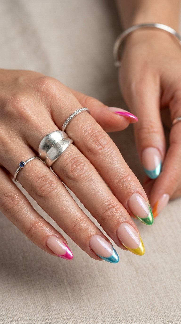 Chrome_bright_French_tip_nails