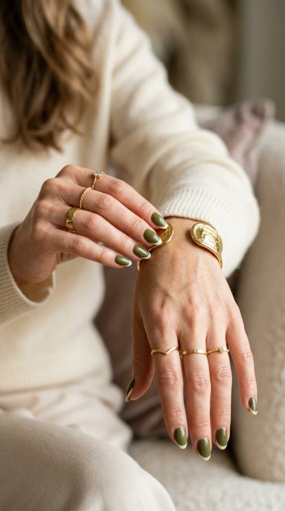 olive green french tips olive green french tips