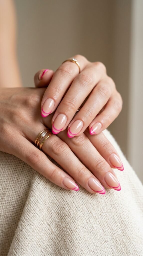 Hot_Pink_Double_French_Tips Hot_Pink_Double_French_Tips