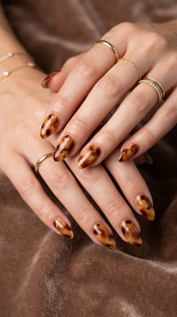 Iced_coffee_tortoiseshell_nails_ Iced_coffee_tortoiseshell_nails_