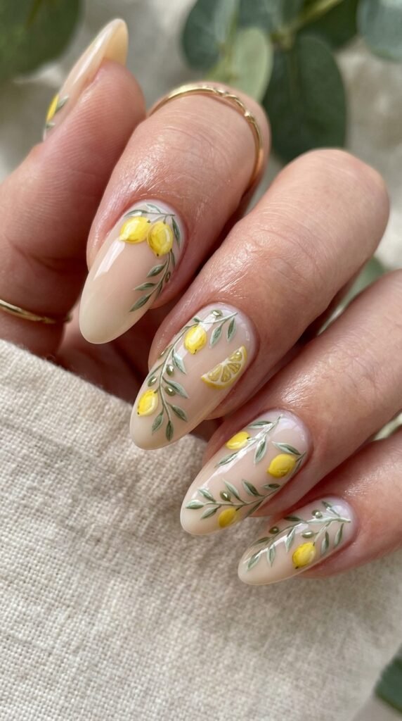 Lemon_and_olive_branch_nail_ Lemon_and_olive_branch_nail_