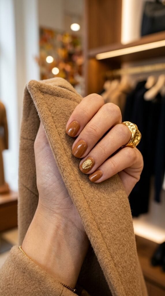 Lion_accent_nail_caramel_manicure Lion_accent_nail_caramel_manicure