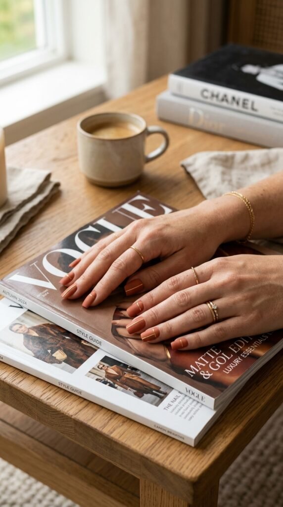 Matte_terracotta_nails_gold_lines Matte_terracotta_nails_gold_lines