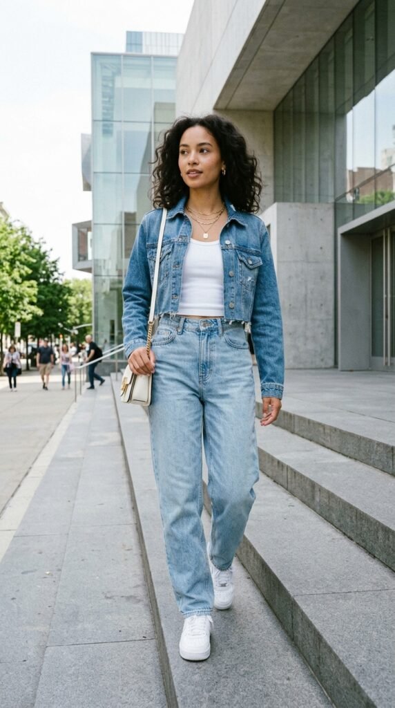 Model_wearing_denim_jacket_jeans Model_wearing_denim_jacket_jeans