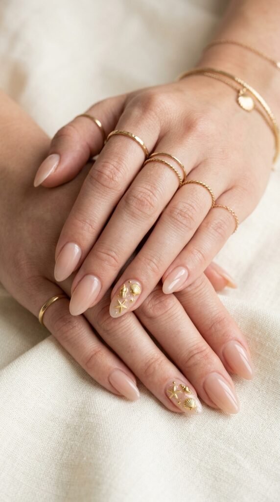 Nails_with_gold_shell_accents Nails_with_gold_shell_accents