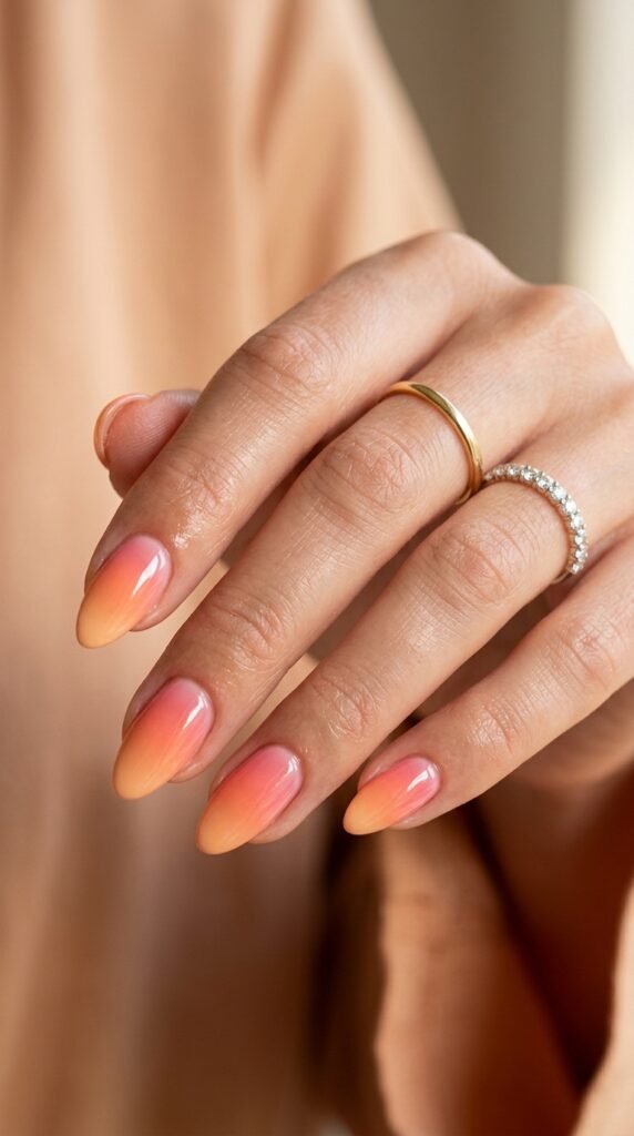 Nails_with_peach_coral_pink Nails_with_peach_coral_pink