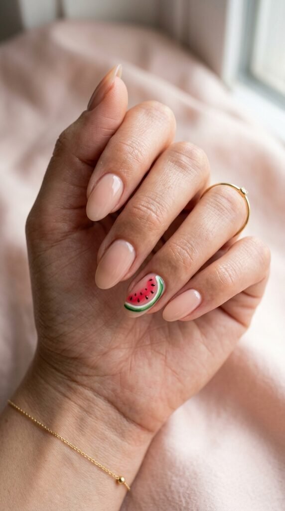 Nails_with_watermelon_accent_art Nails_with_watermelon_accent_art