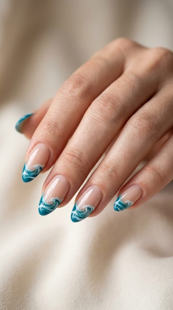 Ocean_wave_French_tips_manicure Ocean_wave_French_tips_manicure