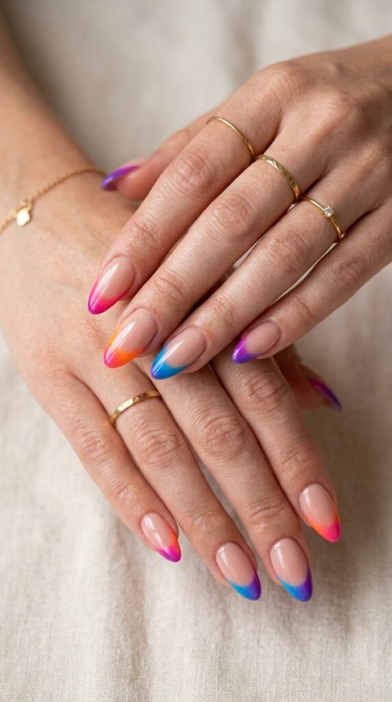 Ombre_bright_French_tip_nails Ombre_bright_French_tip_nails