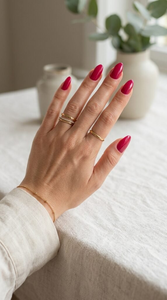 Raspberry_nails_with_gold_rings Raspberry_nails_with_gold_rings
