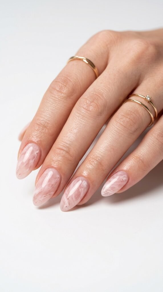 Rose_quartz_marble_nails_ Rose_quartz_marble_nails_