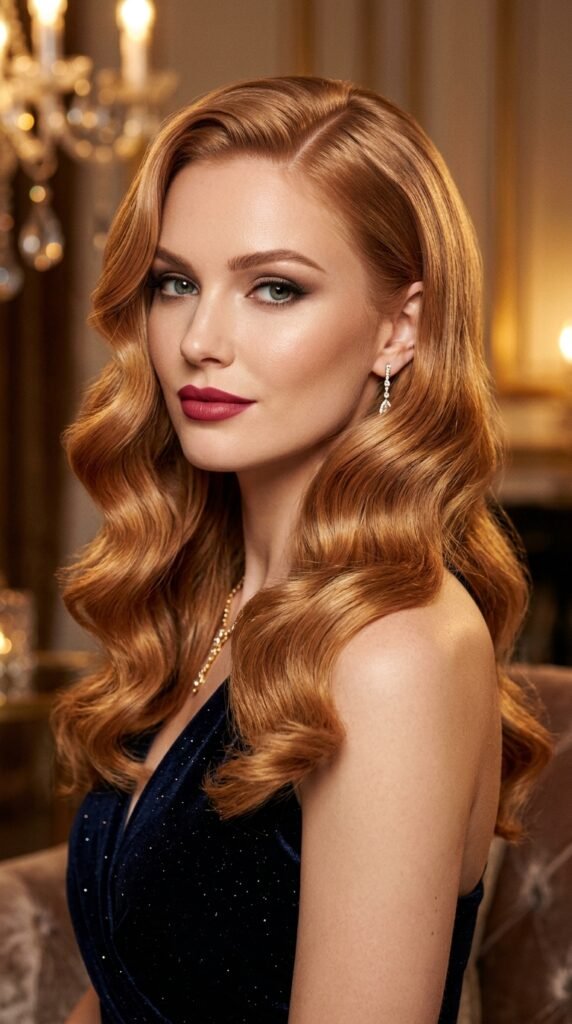 Strawberry_blonde_hair_Old_Hollywood waves Strawberry_blonde_hair_Old_Hollywood waves