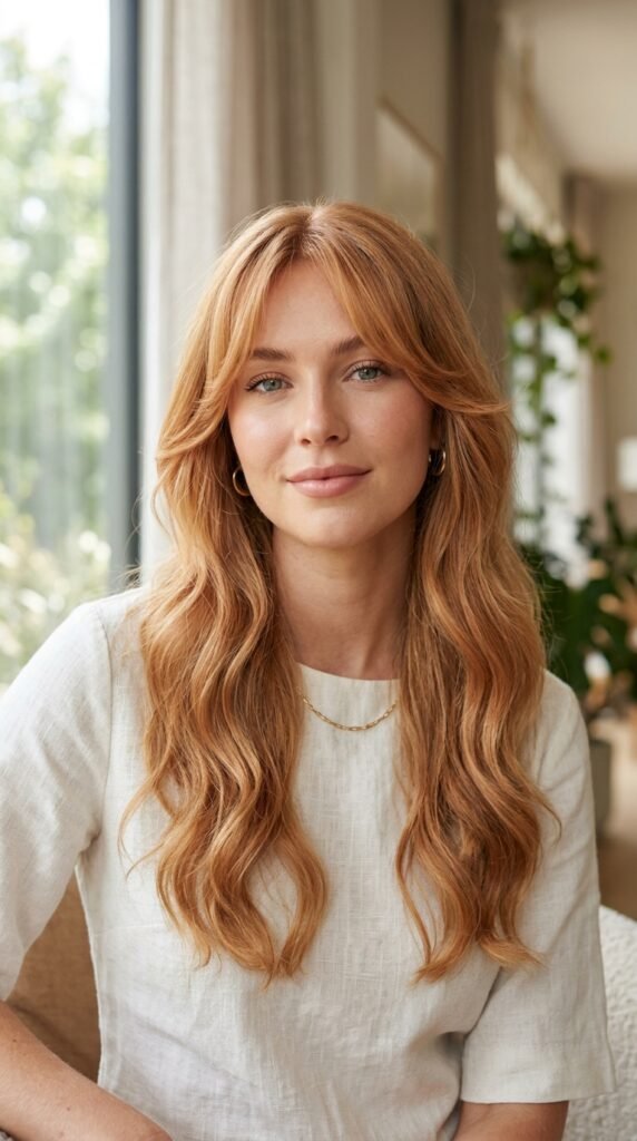 Strawberry_blonde_hair_curtain_bangs Strawberry_blonde_hair_curtain_bangs