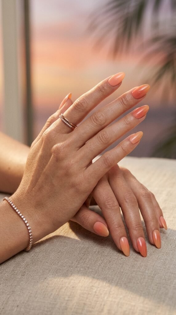 Sunset_ombré_almond_nails Sunset_ombré_almond_nails