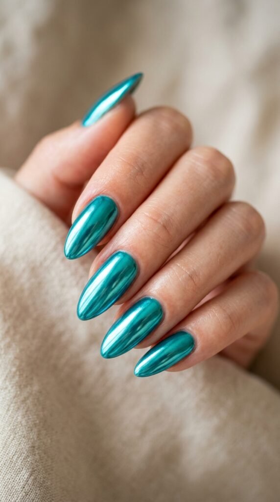 Teal_chrome_nails Teal_chrome_nails