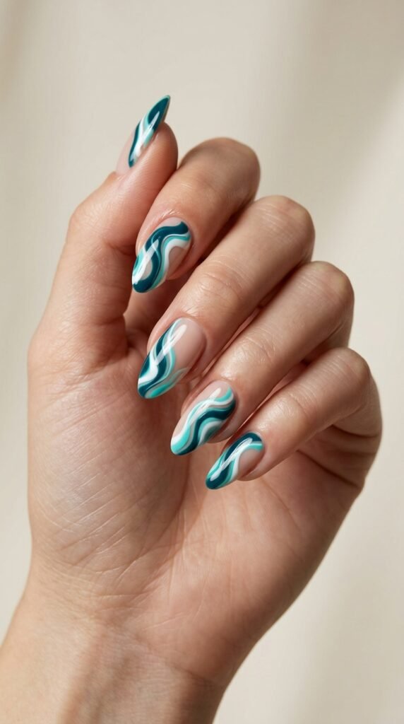 Teal_swirl_nail_art Teal_swirl_nail_art