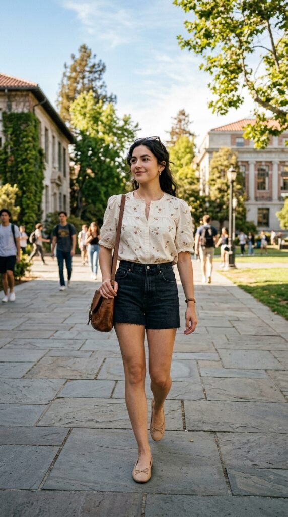 denim shorts and tucked shirt denim shorts and tucked shirt