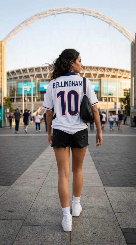 england jersey with black denim shorts england jersey with black denim shorts