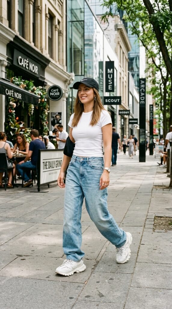 Woman_wearing_baggy_jeans_babytee Woman_wearing_baggy_jeans_babytee