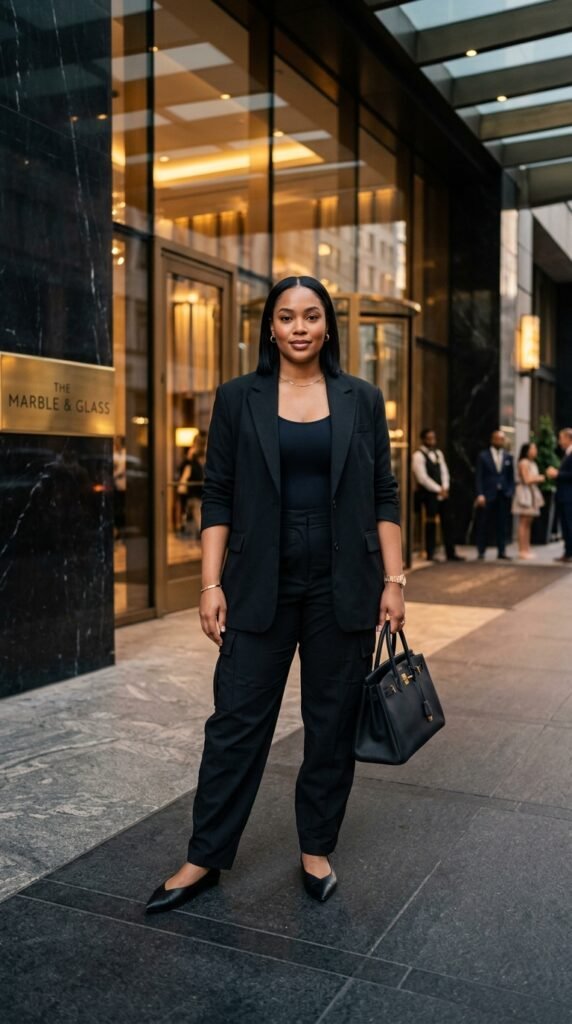 Woman_wearing_black_cargo_outfit Woman_wearing_black_cargo_outfit
