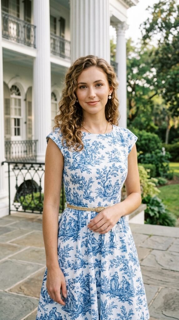 Woman_wearing_blue_toile_dress Woman_wearing_blue_toile_dress