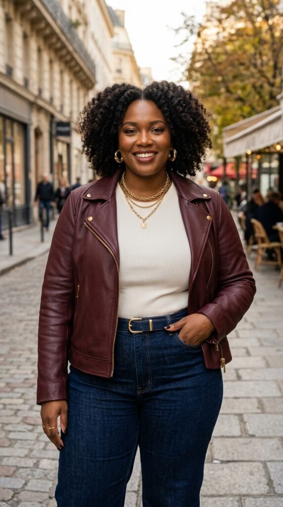 Woman_wearing_burgundy_leather_jacket Woman_wearing_burgundy_leather_jacket