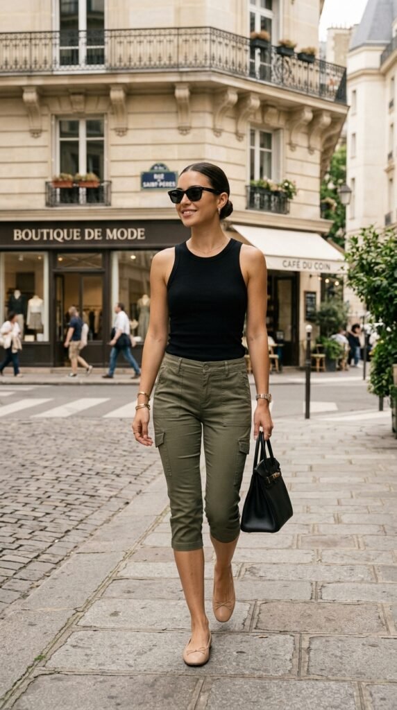 Woman_wearing_cargo_capris_tank_top Woman_wearing_cargo_capris_tank_top
