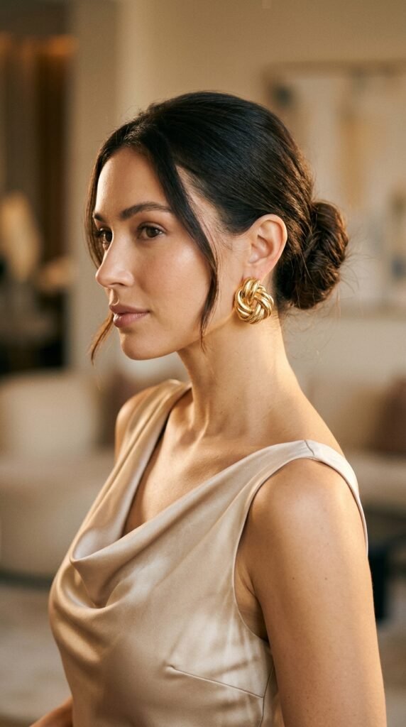Woman_wearing_chunky_knot_earrings Woman_wearing_chunky_knot_earrings