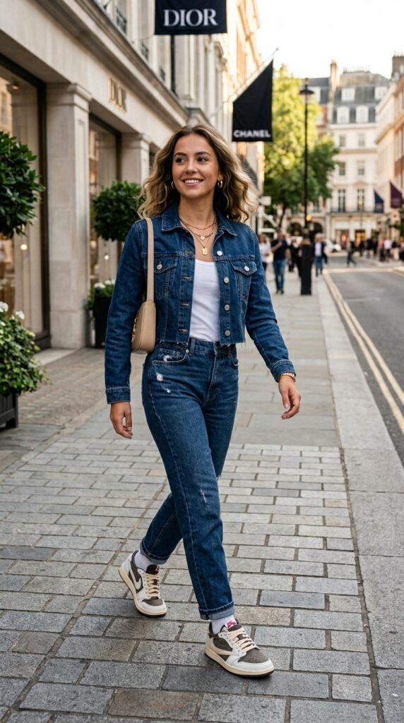 Woman_wearing_denim_outfit_sneakers_ Woman_wearing_denim_outfit_sneakers_