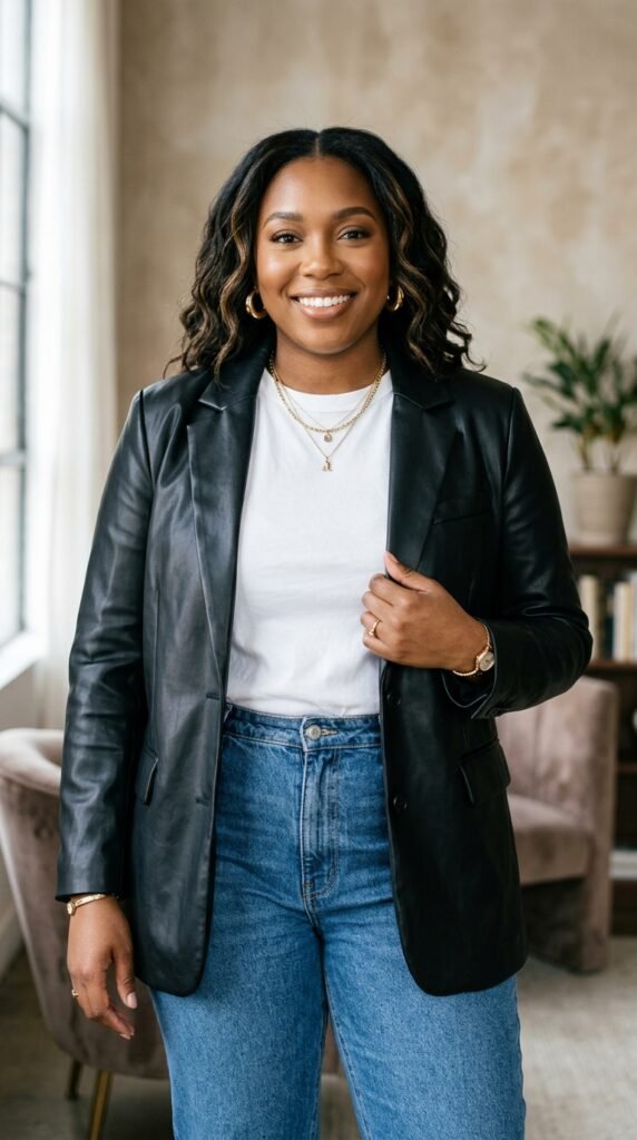 Woman_wearing_faux_leather_blazer Woman_wearing_faux_leather_blazer
