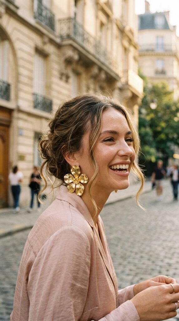 Woman_wearing_floral_gold_earrings Woman_wearing_floral_gold_earrings