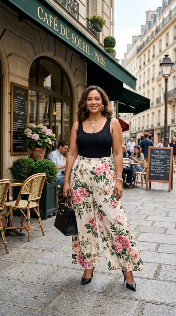 Woman_wearing_floral_pants_bodysuit Woman_wearing_floral_pants_bodysuit