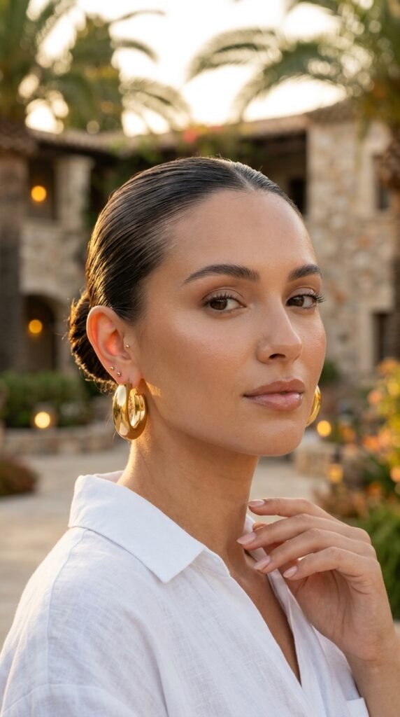 Woman_wearing_gold_hoop_earrings Woman_wearing_gold_hoop_earrings