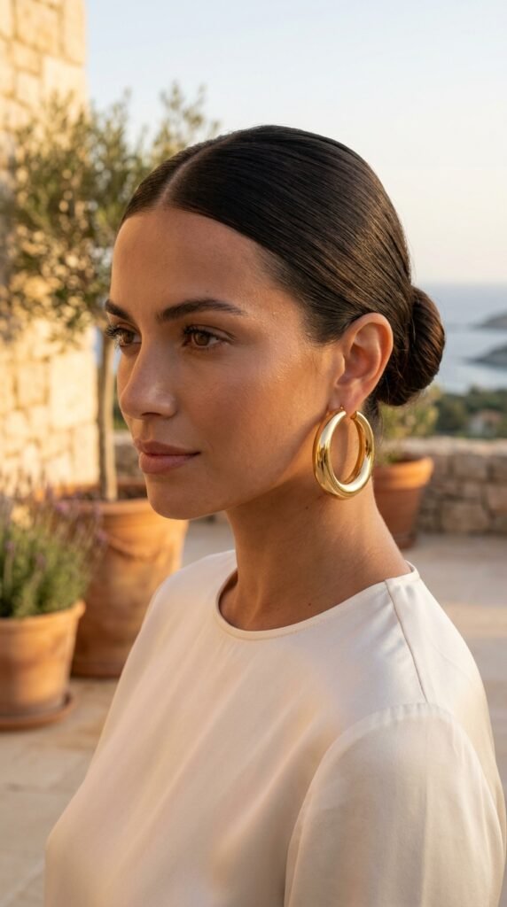 Woman_wearing_gold_round_earrings Woman_wearing_gold_round_earrings