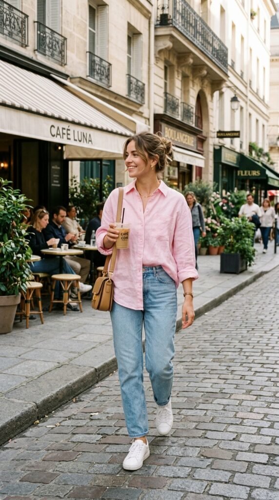 Woman_wearing_pink_shirt_jeans Woman_wearing_pink_shirt_jeans