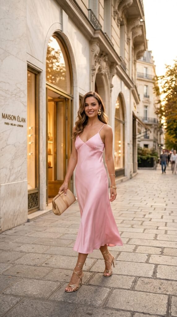 Woman_wearing_pink_slip_dress_ Woman_wearing_pink_slip_dress_