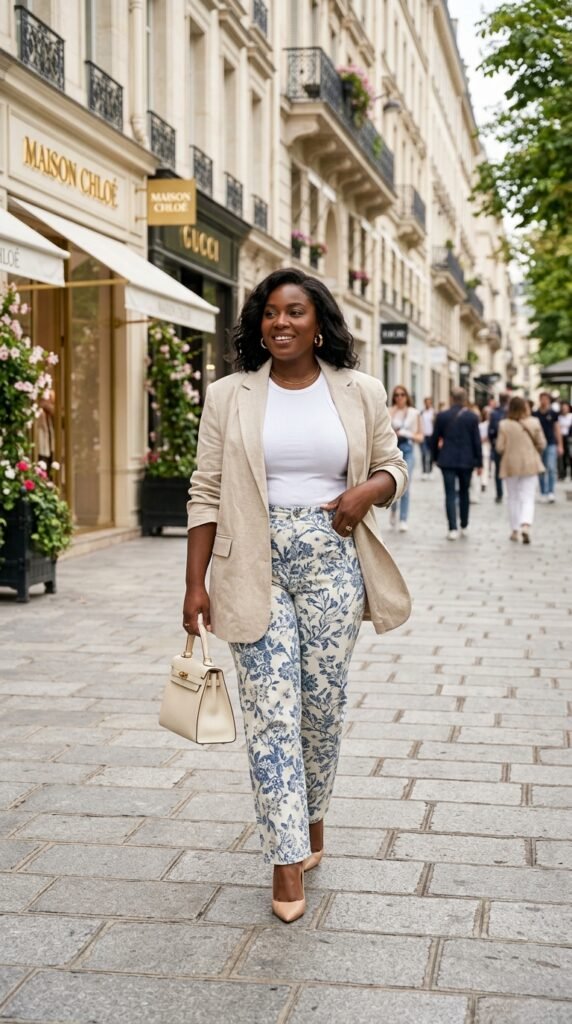 Woman_wearing_printed_jeans_blazer Woman_wearing_printed_jeans_blazer
