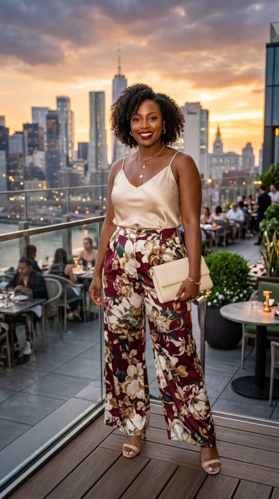 Woman_wearing_printed_trousers_satin_cami Woman_wearing_printed_trousers_satin_cami