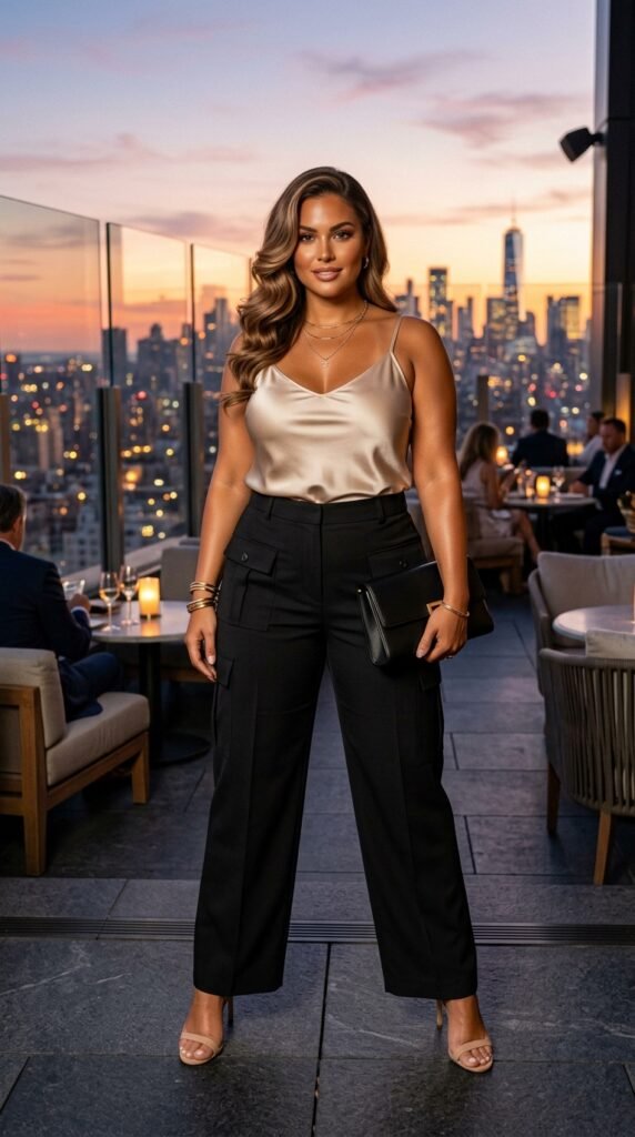 Woman_wearing_satin_cami_cargo_pants Woman_wearing_satin_cami_cargo_pants