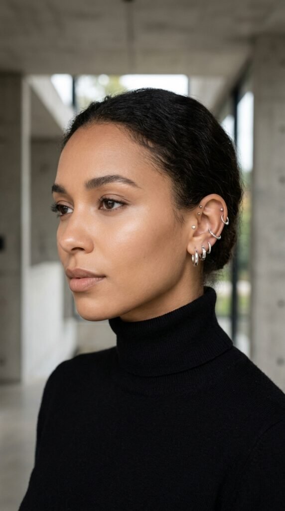 Woman_wearing_silver_earring_stack Woman_wearing_silver_earring_stack