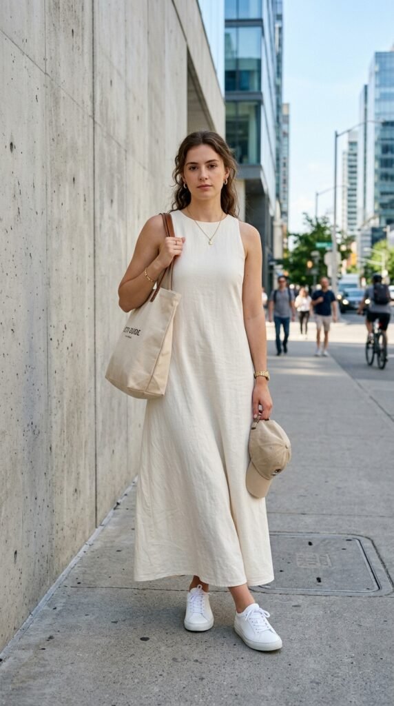 Woman_wearing_sleeveless_maxi_dress Woman_wearing_sleeveless_maxi_dress