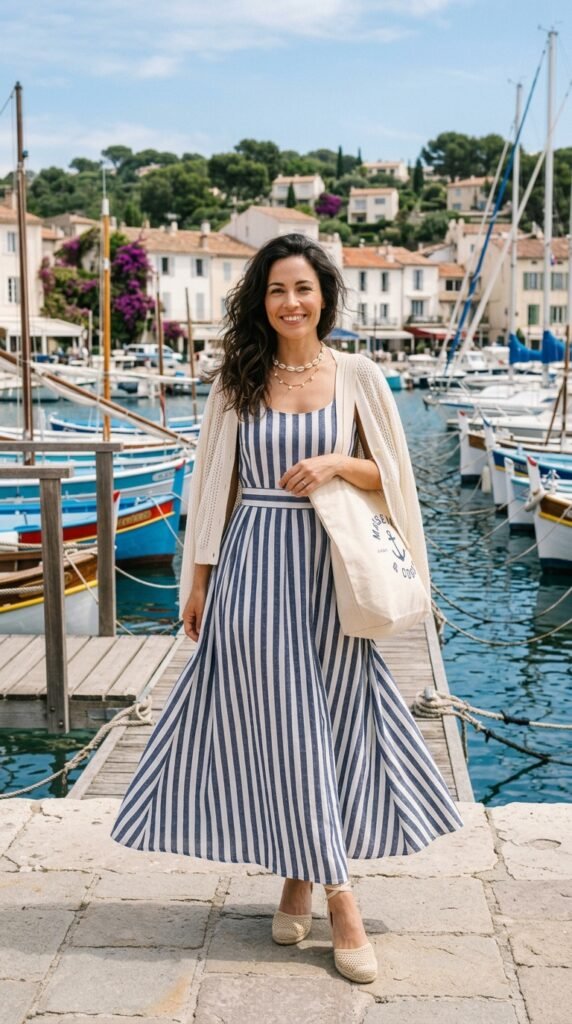 Woman_wearing_striped_maxi_dress Woman_wearing_striped_maxi_dress