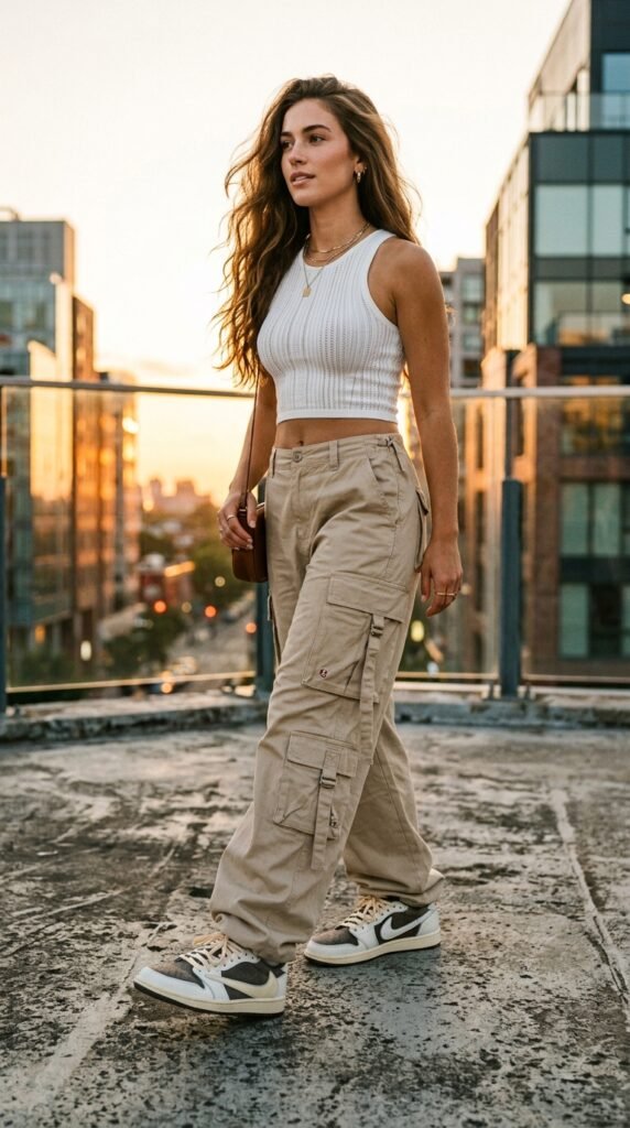 Woman_wearing_tank_and_cargo_panys Woman_wearing_tank_and_cargo_panys