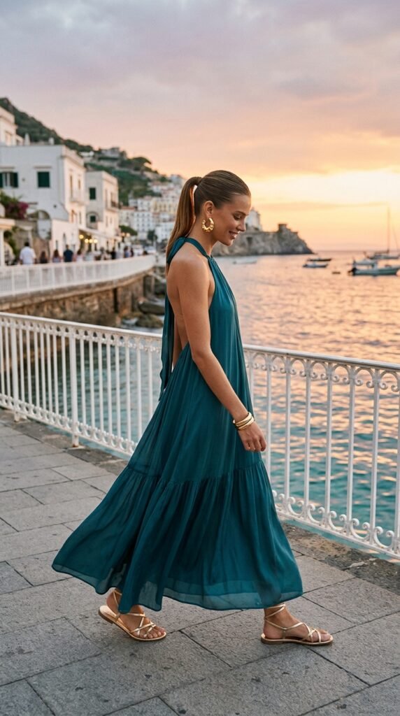 Woman_wearing_teal_maxi_dress Woman_wearing_teal_maxi_dress