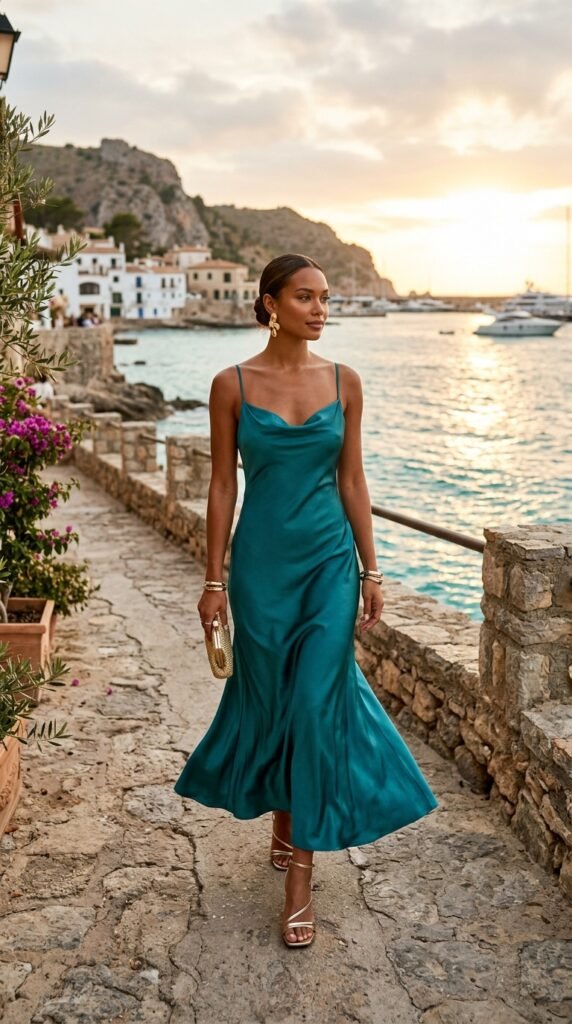 Woman_wearing_teal_satin_dress Woman_wearing_teal_satin_dress