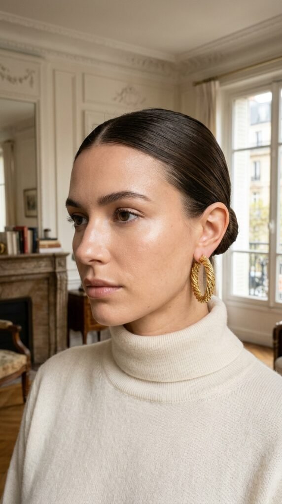 Woman_wearing_twisted_gold_earrings Woman_wearing_twisted_gold_earrings