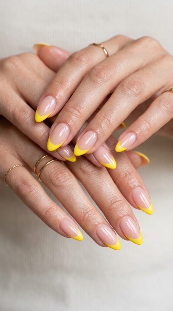 Yellow_French_tip_nails Yellow_French_tip_nails