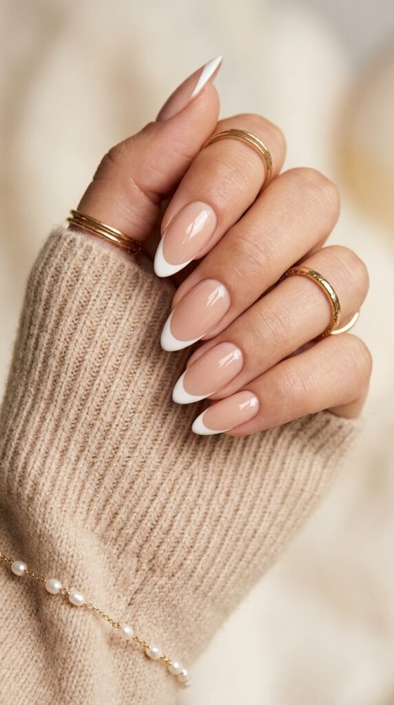 Almond_French_tip_manicure Almond_French_tip_manicure