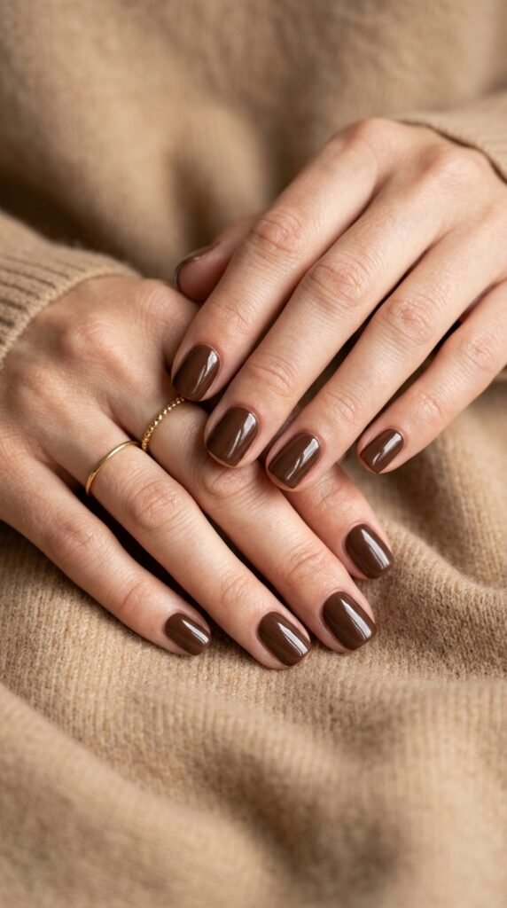 Brown_nails_with_gold_rings_ Brown_nails_with_gold_rings_