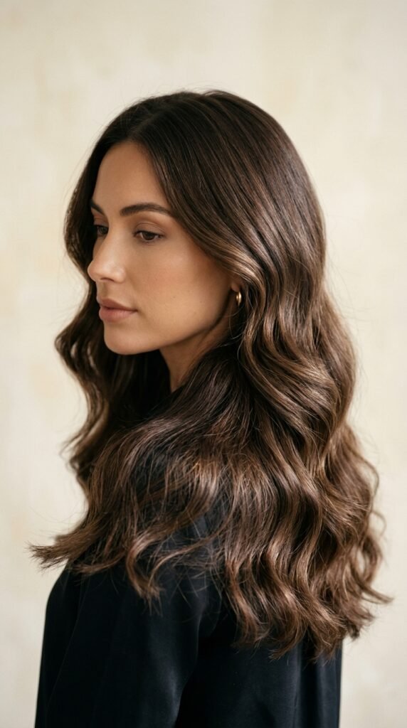 Brunette_woman_portrait_with_waves chocolate brown hair